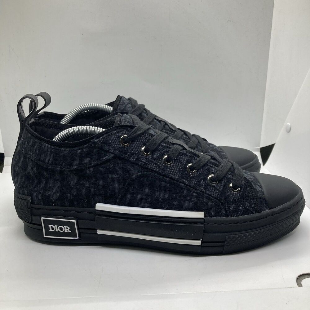 DIOR B23 Black Oblique Jacquard Low Top Mens 9.5 Sneakers - Picture 3 of 10